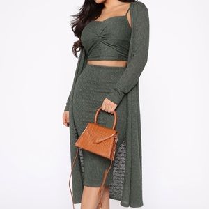 NWT Fashion Nova Knit 3 Piece Sweater Skirt Set